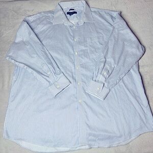 Pronto Uomo Mens Blue 19 - 34/35 Button-Up Cotton Collared Dress Shirt Work Wear